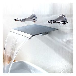 Two Handles Waterfall Bathroom Sink Faucet