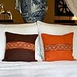 Cotton cushion covers, 'Floral Twins' (pair) Cotton cushion covers, 'Floral Twins' (pair)