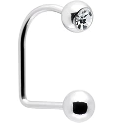 16 Gauge Surgical Steel Clear Gem Ball Lippy Loop Labret