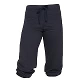 Navy Blue solid color Touchdown Elasticized Knee Fleece Capris with wide waistband.