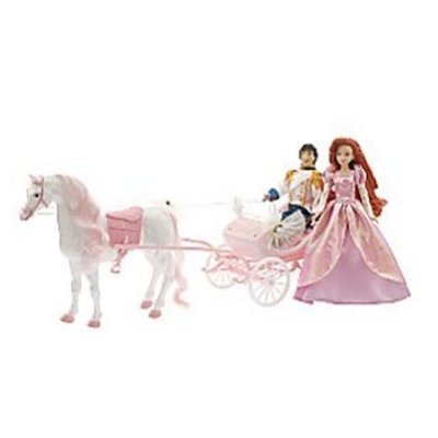 Ariel and Eric 2 Dolls Horse & Carriage Gift Set