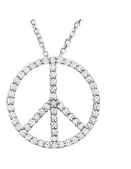 Tiny Peace Sign Necklace Pendant 14K Gold White R45184d