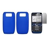 Blue Soft Silicone Gel Skin Cover Case + LCD Screen Protector for Nokia E63 ....