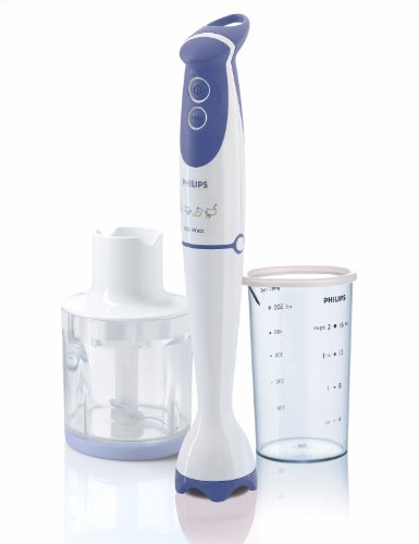 Philips - HR1363/00 - Mixeur Plongeant + Mini Hachoir - 600 W - Blanc / Lavande