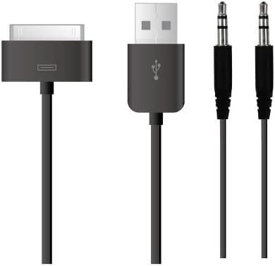 Konnet Technology KN-8291 Essential Cable Pack - Includes USB Charge and Sync Cable and Audio Output for iPad 2, iPad, iPhone 4S, 4, 3Gs, 3G, iPhone, iPod - 2 Pack - Retail Packaging - Black