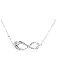 Sterling Silver Infiniti Necklace with Cubic Zirconia, 18"