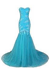 Sweetheart Sleeveless Mermaid Backless Lace-Up Crystal Tulle Evening Dress/Pageant Dress/Prom Dress  with a Brush/Sweep Train 