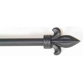 Window Curtain Rod Drapery Rod 22 Inch - 56 Inch Fleur Di Lis Blk:pc