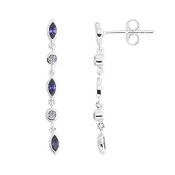 Sterling Silver Amethyst and Cubic Zirconia Dangle Earrings