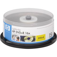 HP 16x LightScribe 4.7GB 120-Minute DVD+R Media - 15 Pack