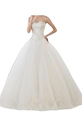 Strapless  Beaded Tulle Empire Natural   Waistline  Ball Gown Wedding Dress 