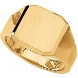 10K Yellow Gold Men's Solid Signet Ring With Brush Finished Top