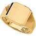 14K Yellow Gold Men's Solid Signet Ring With Brush Finished Top