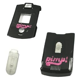 PCMICROSTORE Brand Motorola Razr V3 V3c V3m V3i Pimp Design Crystal Snap-On Case Cover with Removable Swivel Belt Clip