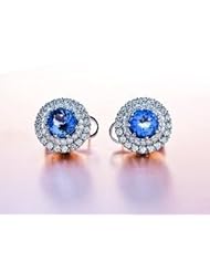 Tanzanite Earrings Fine Earrings 4.0k Brilliant Tanzanite , 1.20k G.V.V.S Round Brilliant Diamonds on 18k White Gold Damiany Style Design Made in Italy Matching Pendant Available