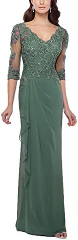 Pandora Dress Women's Chiffon Half Sleeve Lace Mother of Bride Evening Dress