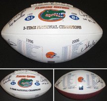 Steve Spurrier, Danny Wuerffel, Urban Meyer and Chris Leak 4x Autographed Florida Gators Full Size 2X Champs Football (Unframed)