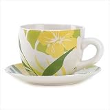 Mini Teacup Saucer Leaf Motif Herb Flower Pot Planter