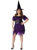 Plus Size Witch Costume Sexy Theatre Costumes Purple Dress Witch Hat