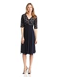 Jessica Howard Women's 3/4 Sleeve Surplus Bodice Ruched Waist Dress, Navy, 16