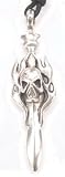 FLAMING SKULL SWORD Silver Tone PEWTER PENDANT Necklace