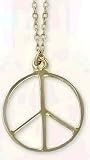 Peace Signs Shaped Necklace and Pendant Set Gold tone 15/8