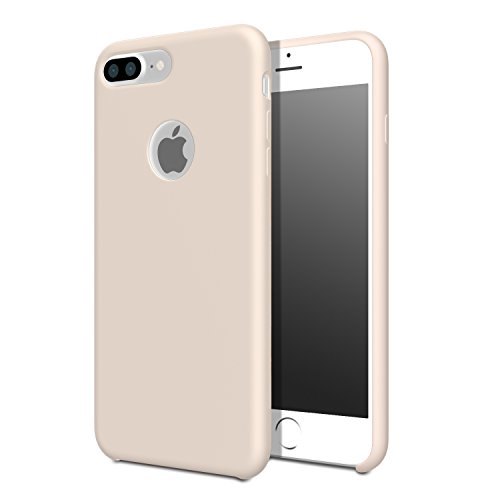 iPhone 7 Plus Case - MoKo Slim Fit Shockproof Liquid Silicone Gel Rubber Protective Case Soft Touch Back Cover for iPhone 7 Plus, Pink Sand