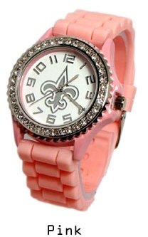Pink, Silver & White, Fleur De Lis Watch, Bling Bling for Women