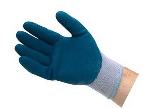 QRP Gloves Qualakote Blue Clincher Crinkle Latex Palm XL