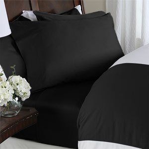 Black Queen 4 pcs Bed Sheet Egyptian, Deep Pocket 1600 TC