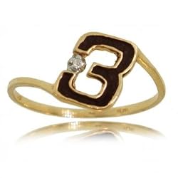Genuine Diamond Womens #3 Racing Ring Crafted in 10K Yellow Gold