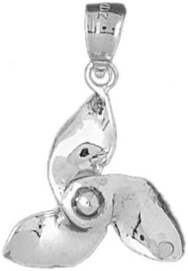 14k White Gold Propeller Pendant (17 x 25 mm)