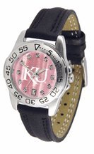 Kansas Jayhawks Ladies Sport Watch with Leather Band and Mother of Pearl Dial