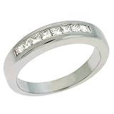 14k White Princess Cut 0.4 Ct Diamond Band Ring - Size 7.0