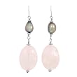 Earrings With 31.70ctw Precious Stones - Genuine 9x7mm Freshwater Pearls and Quartz Made in 925 Sterling silver. Total item weight 11.5g Length 56.5mm