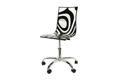 Baxton Studio Questa Clear Acrylic Modern Swivel Chair with Bold Black Print