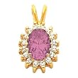 14K Yellow Gold Pink Tourmaline and Diamond Pendant