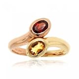 Yellow & Rose Gold Ring Bezel Set Garnet Citrine New