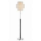 Lite Source LS-80290 One Light Floor Lamp in Black Genuine Leather with Chrome Accent