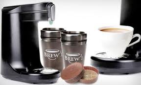 Brew1 Coffee Maker with Travel Mugs and Reusable Coffee Capsule (Titan)