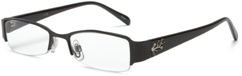 Identity Womens R4527-1 Half Rim Floral Reader,Shiny Black/Clear,1.00