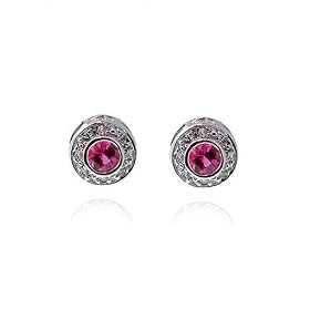 14k White Gold Round Pink Tourmaline and Diamond Earrings by Amazon.com Collection