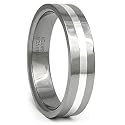 Tungsten Carbide Silver Inlay Wedding Band Ring