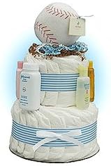 Gift Cakes Galore Mini Baseball 2-Tier Diaper Cake