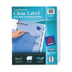 Index Maker Clear Label Punched Dividers, Blue 5-Tab, Letter