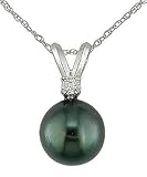 14k Gold Diamond & Cultured Tahitian Pearl Pendant