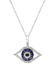 Effy Jewlery Gemma Sapphire and Diamond Evil Eye Pendant, .42 TCW