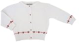 White with Red Cardigan
