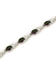 14K White Gold Oval Mystic Topaz and Diamond Bracelet