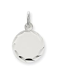 14k White Gold Plain .018 Gauge Round Engravable Disc Charm. Metal Wt- 0.81g